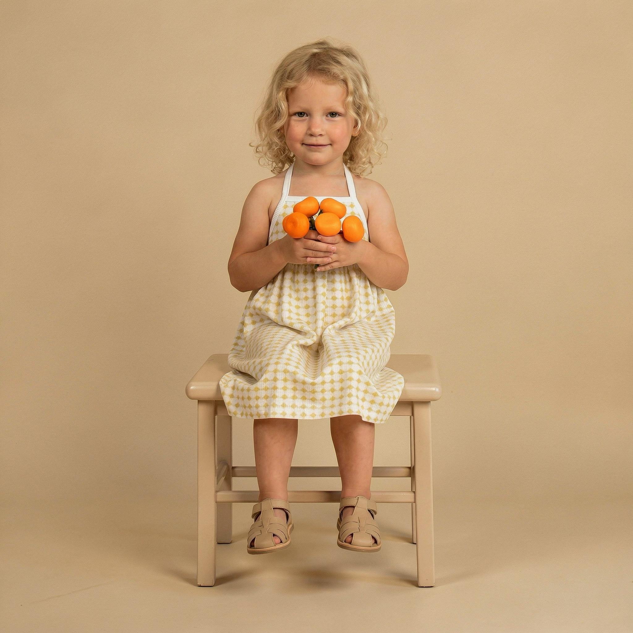 Organic Tie-Back Strap Dress - Dotty Gingham