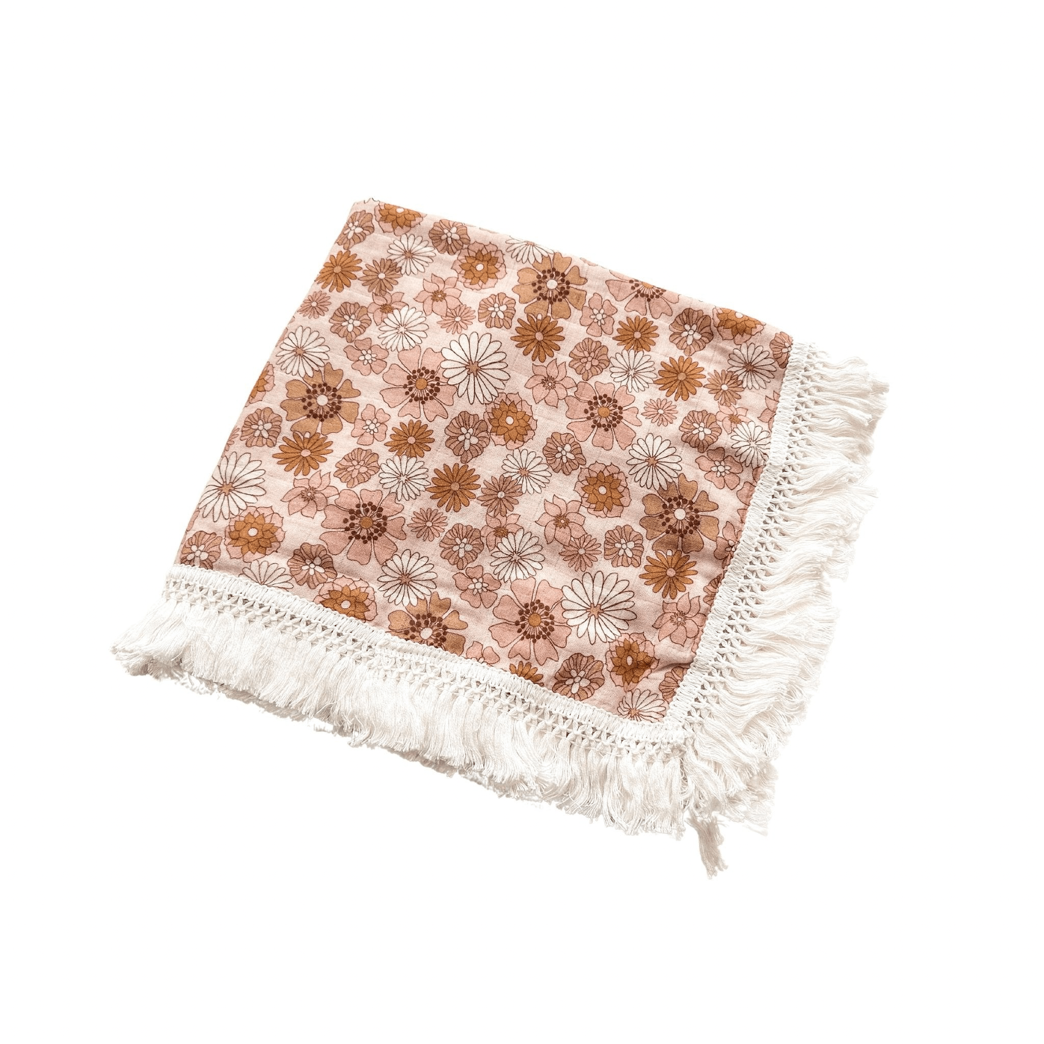 Fringe Swaddle Blanket - Floral