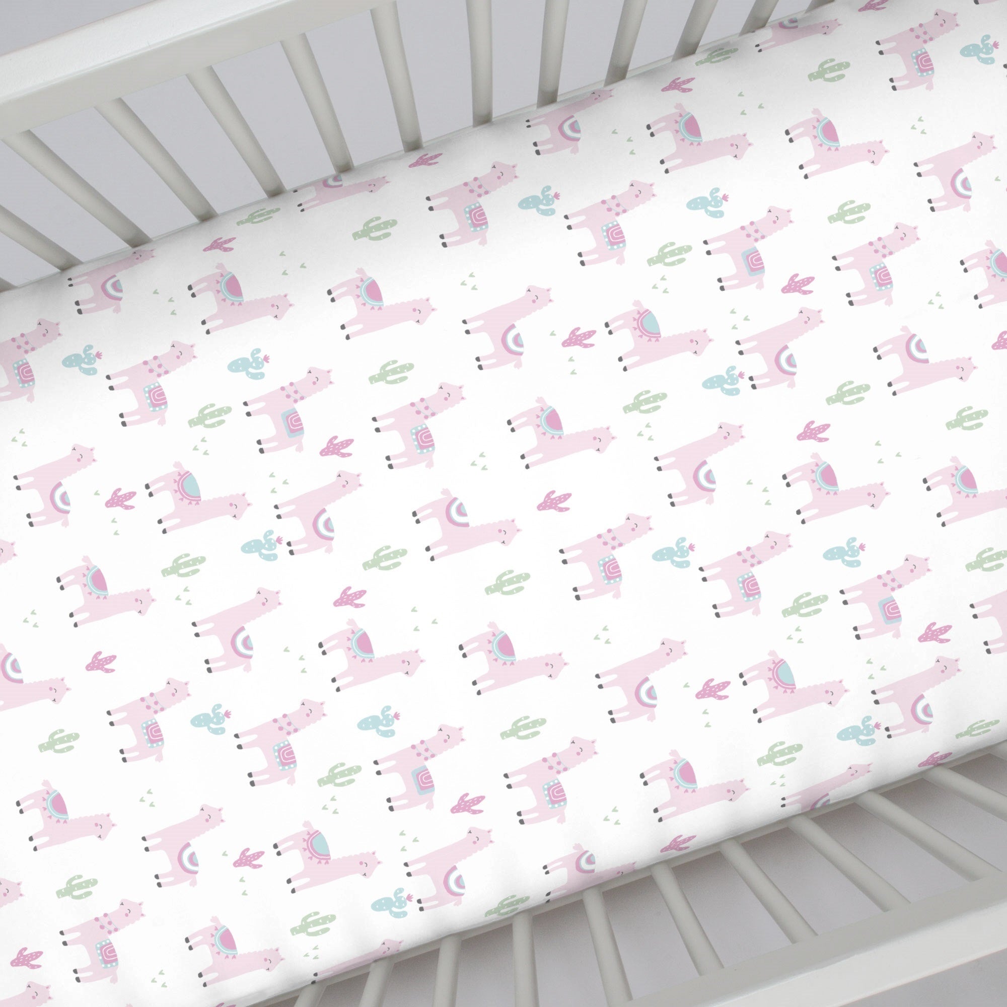 NoJo Super Soft Pink Llama Nursery Mini Crib Fitted Sheet