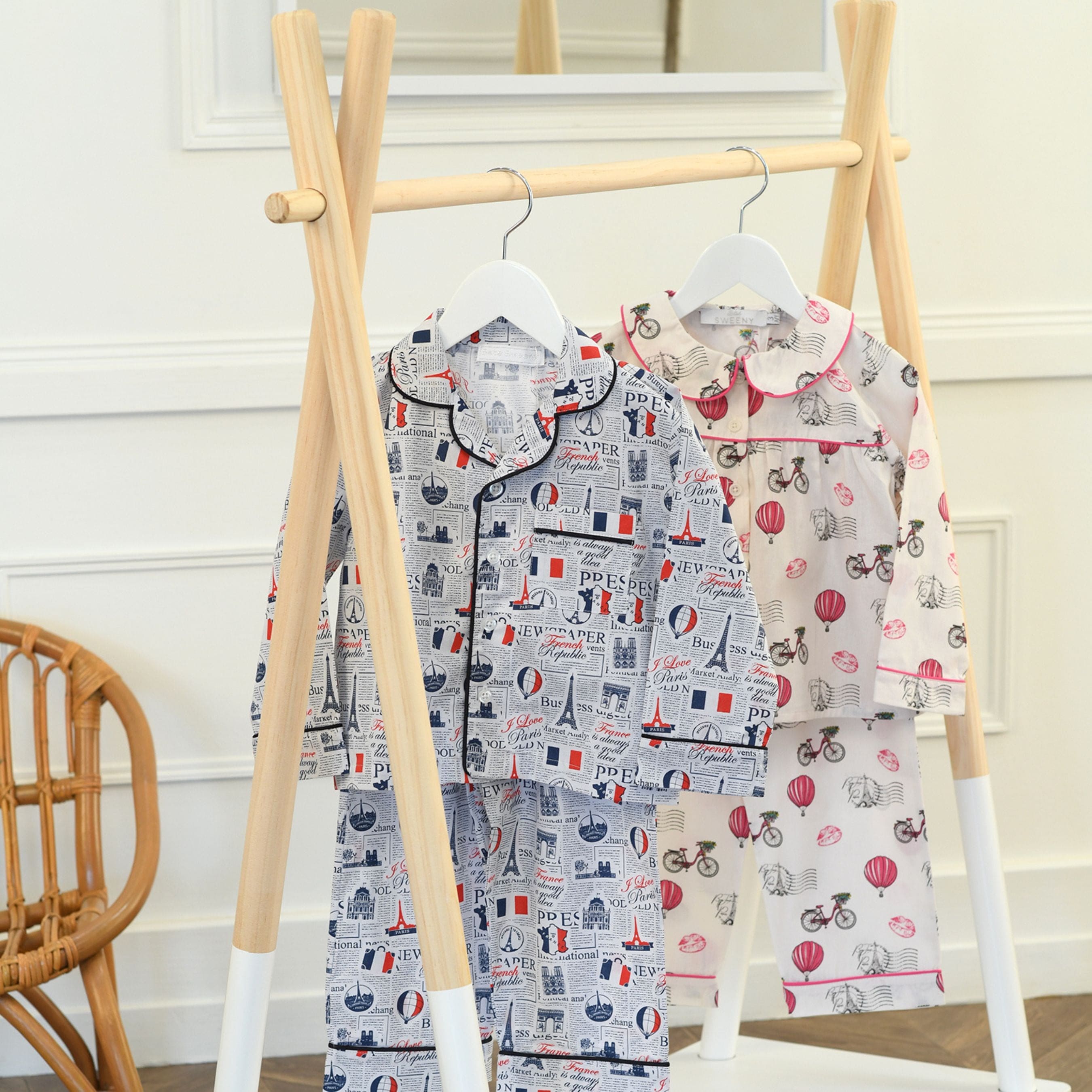 GASPARD |  Blue & Red Cotton Paris Eiffel Tower Print Pyjamas
