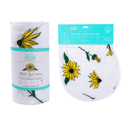 Black Eyed Susan Baby Gift Set: Muslin Swaddle & Bib