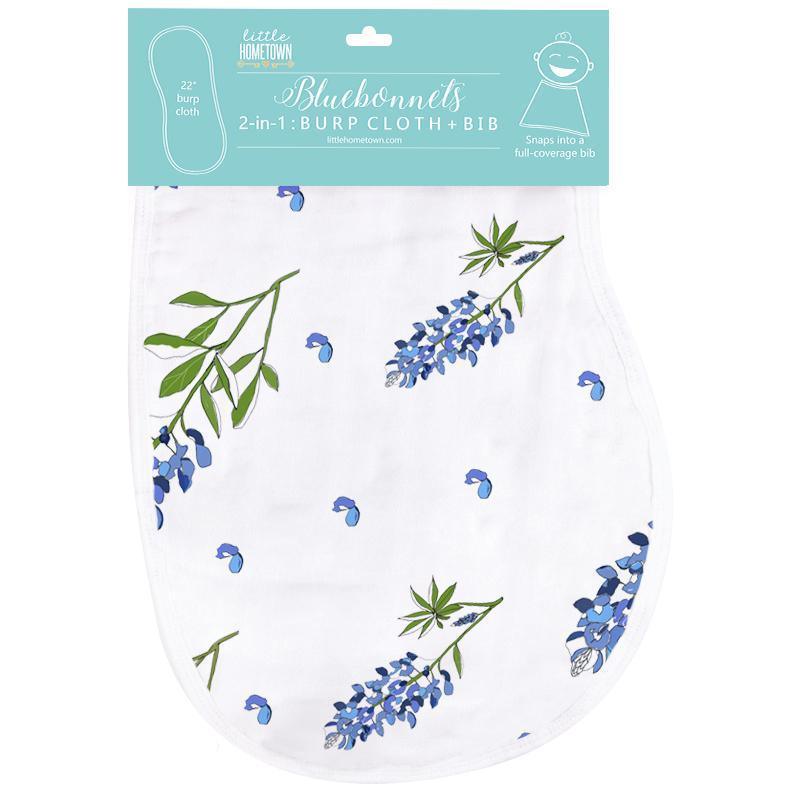 Bluebonnets Newborn Gift Set: Muslin Swaddle & Bib | Organic Cotton