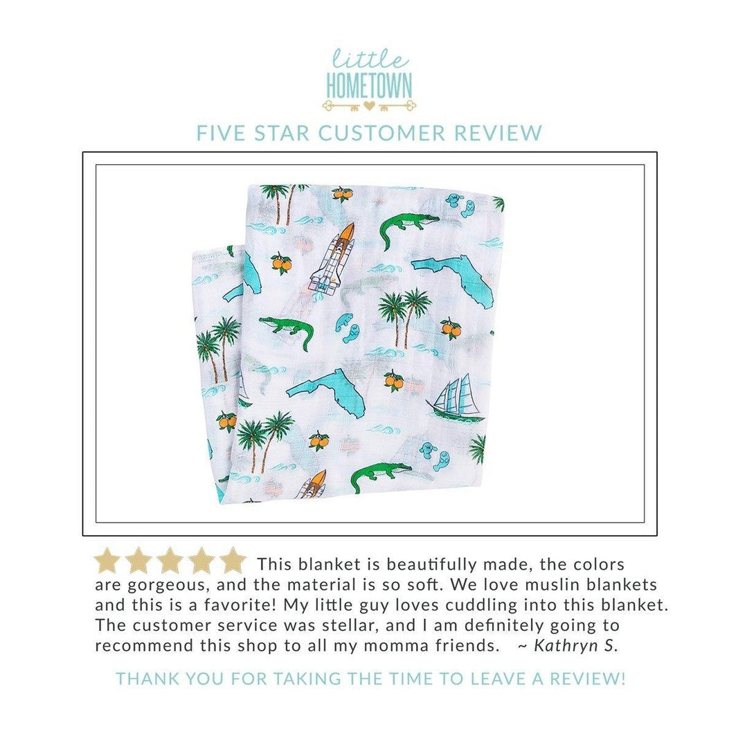 Florida Newborn Gift Set: Muslin Swaddle & Bib (Floral)