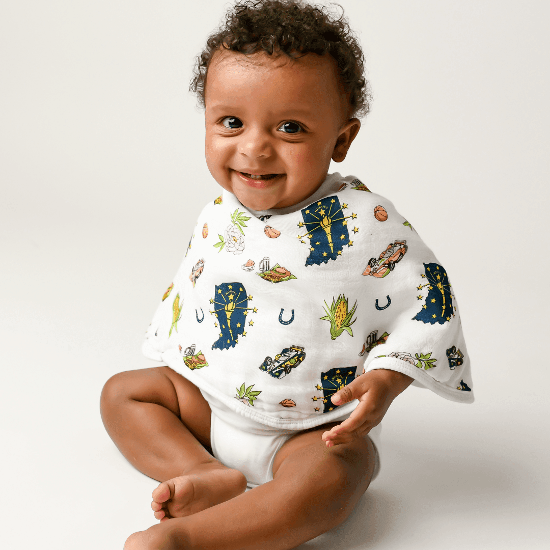 Indiana Newborn Gift Set: Muslin Swaddle & Bib | Organic Cotton