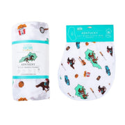 Kentucky Baby Gift Set: Muslin Swaddle & Bib | Organic Cotton