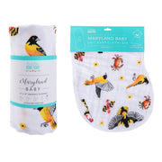 Maryland Newborn Gift Set: Muslin Swaddle & Bib | Organic Cotton