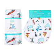 Michigan Newborn Gift Set: Muslin Swaddle & Bib | Organic Cotton