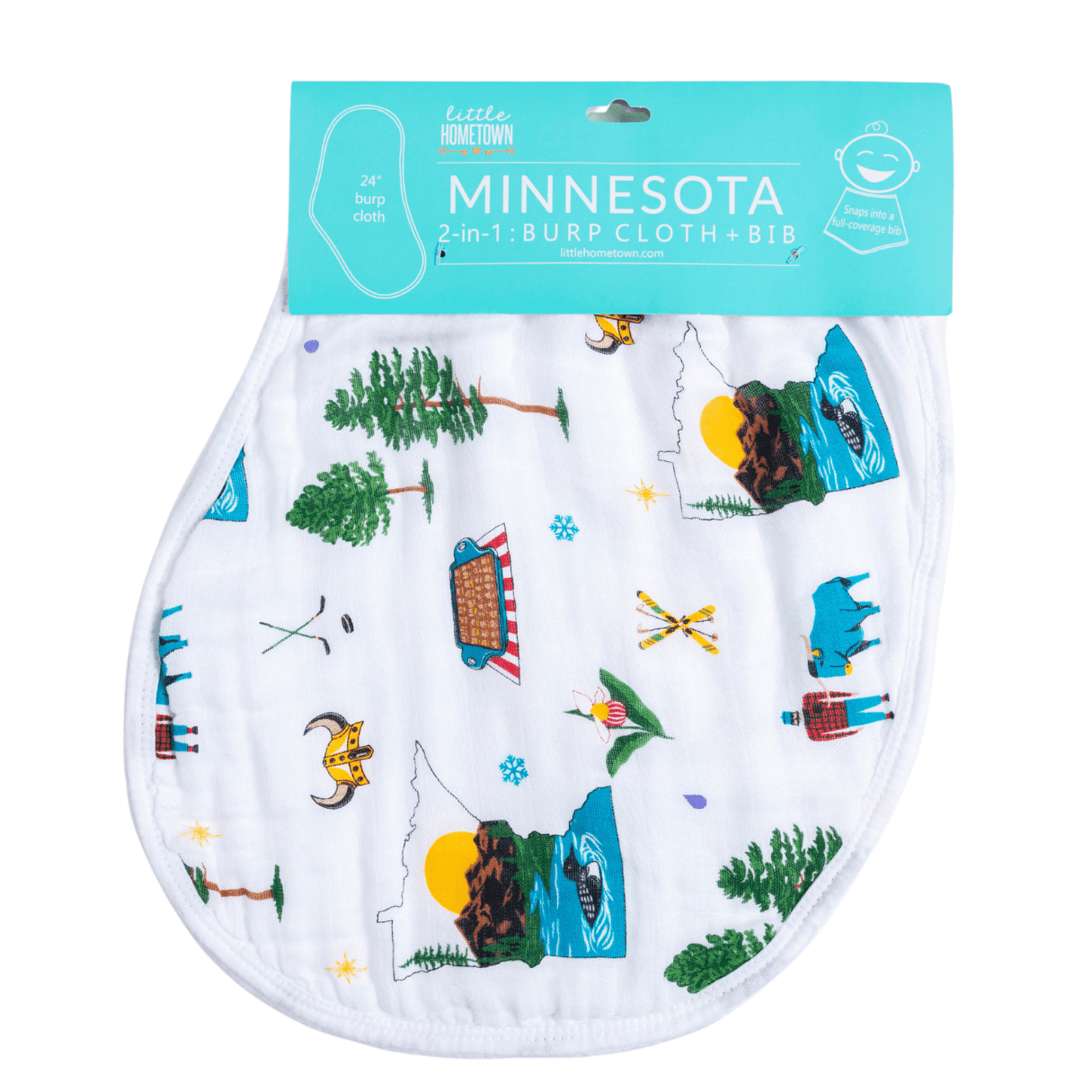Minnesota Baby Gift Set: Muslin Swaddle & Bib | Organic Cotton