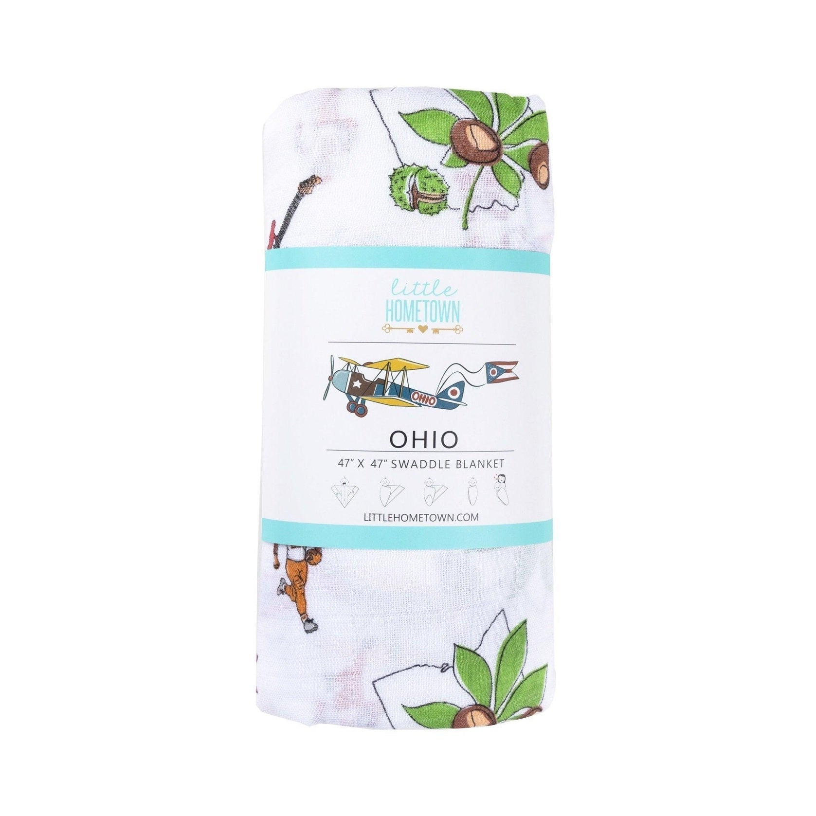 Ohio Baby Gift Set: Muslin Swaddle & Bib | Organic Cotton
