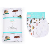 Seattle Baby Gift Set: Muslin Swaddle & Bib | Organic Cotton