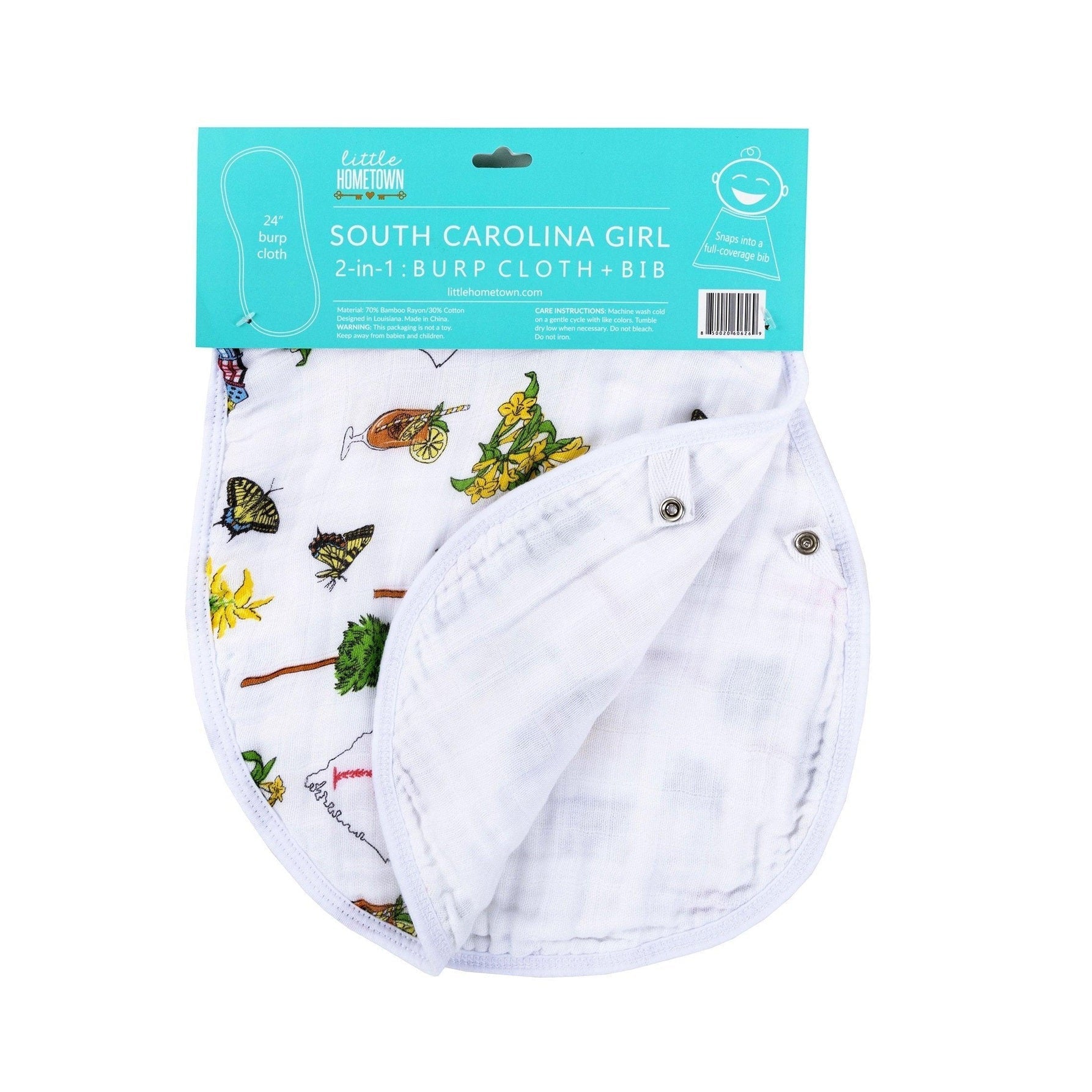 South Carolina Girl Baby Gift Set: Muslin Swaddle & Bib