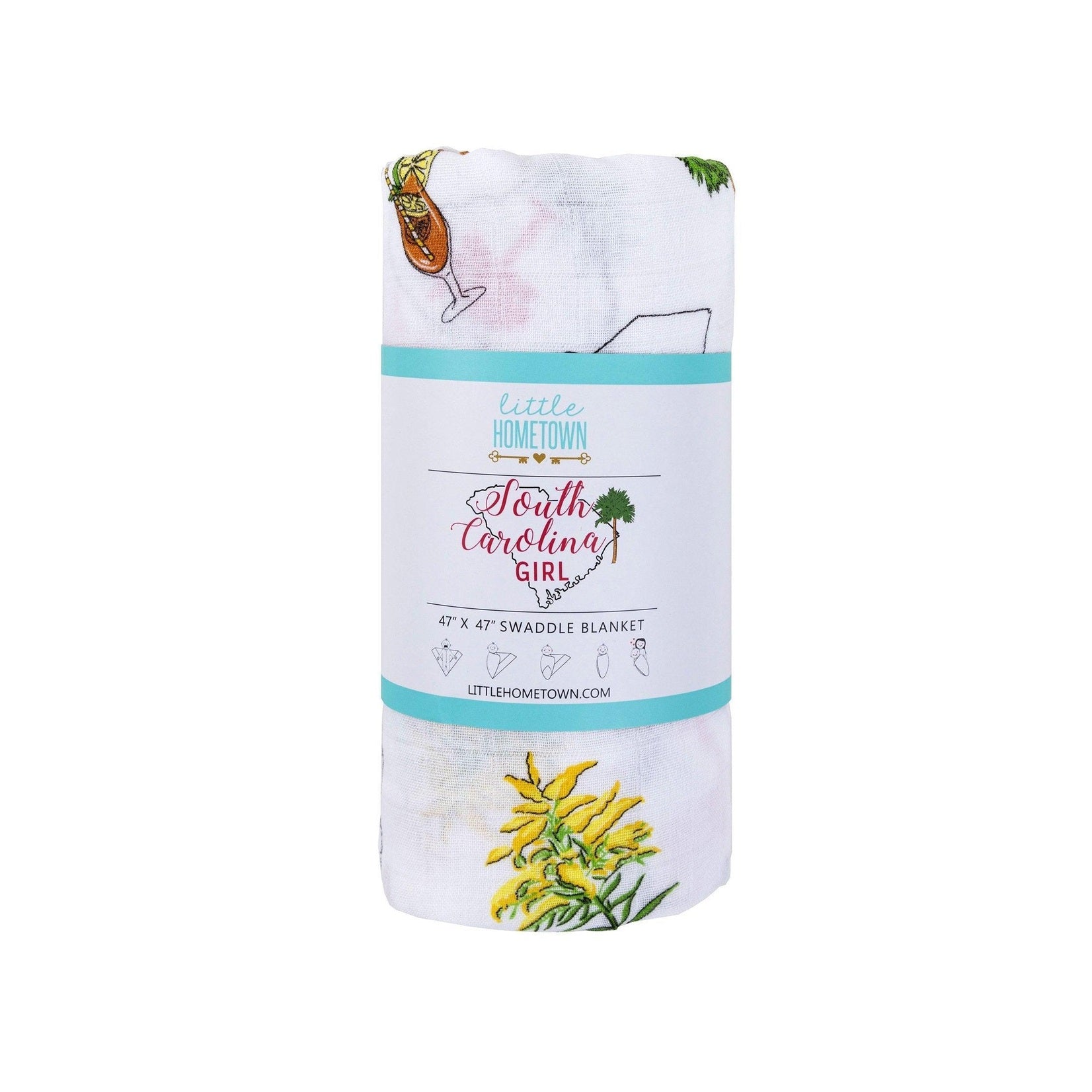 South Carolina Girl Baby Gift Set: Muslin Swaddle & Bib