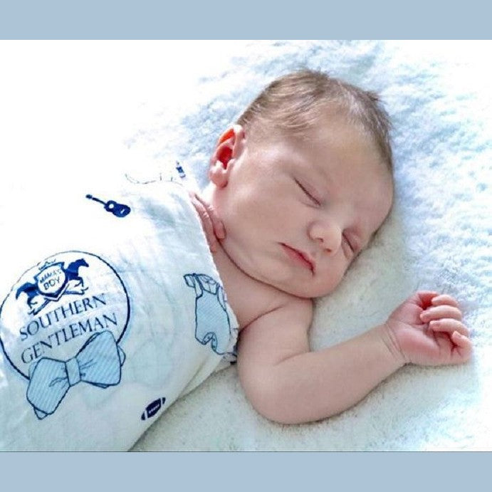 Southern Gentleman Newborn Gift Set: Muslin Swaddle & Bib