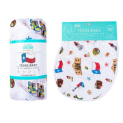 Texas Baby Gift Set: Muslin Swaddle & Bib | Organic Cotton
