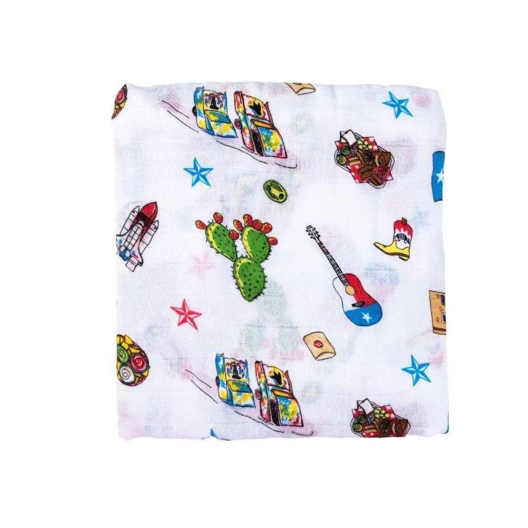 Texas Baby Gift Set: Muslin Swaddle & Bib | Organic Cotton