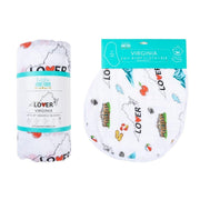 Virginia Baby Gift Set: Muslin Swaddle & Bib | Organic Cotton