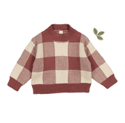 The Gingham Knit Sweater - Rosewood