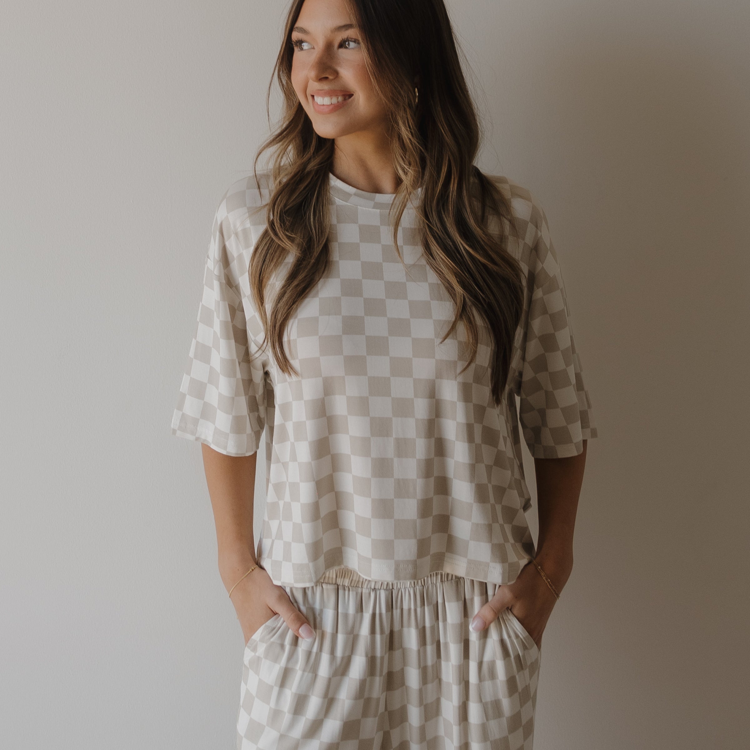 Women's Boxy Tee Lounge Set | Checkerboard