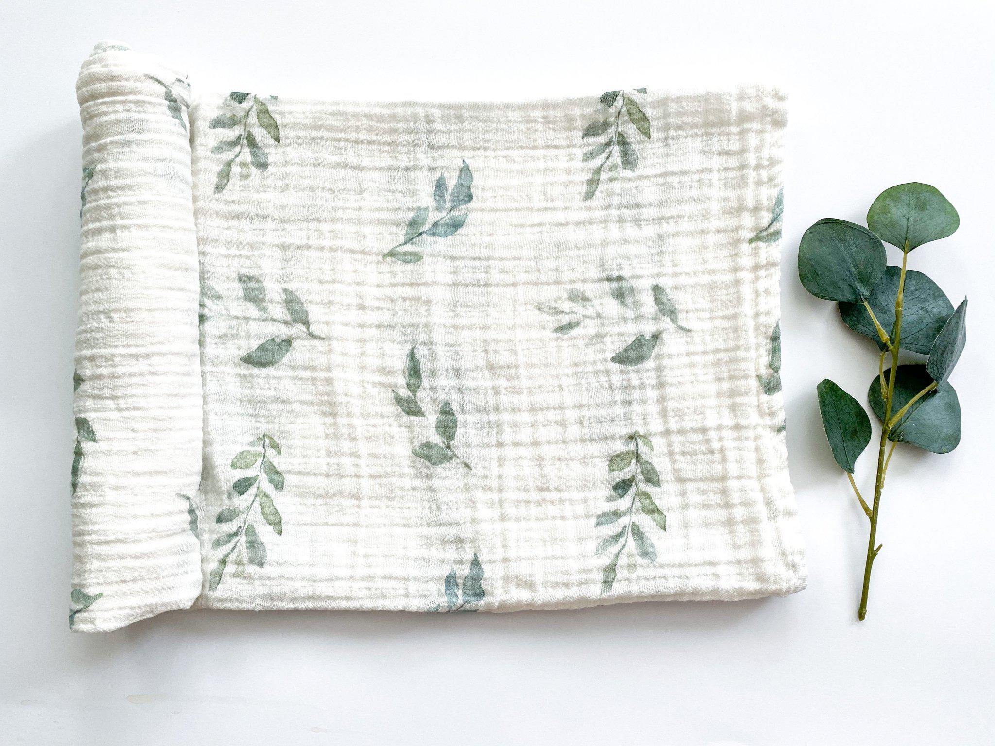 Green Leaves Muslin Swaddle Blanket