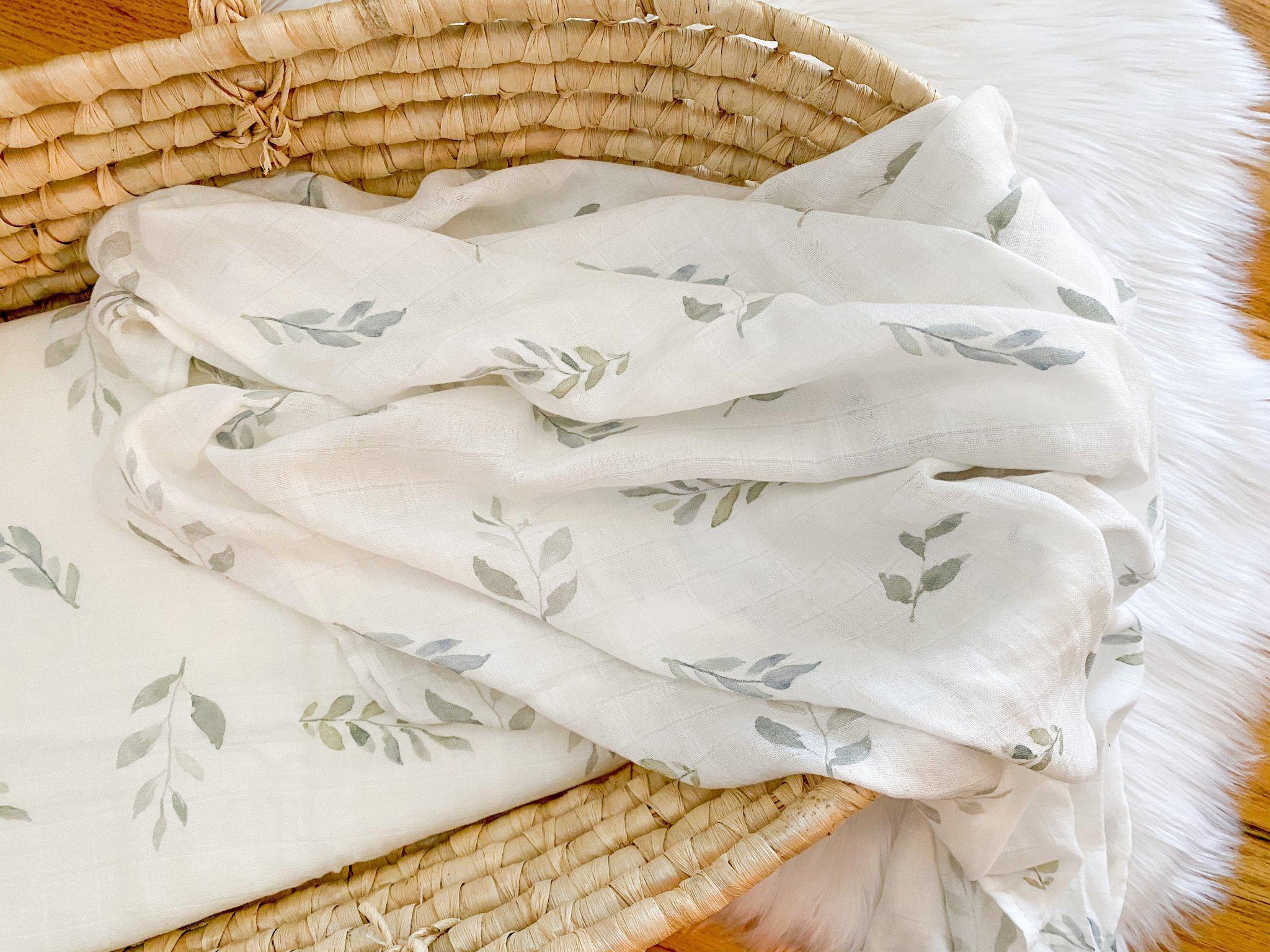 Green Leaves Muslin Swaddle Blanket