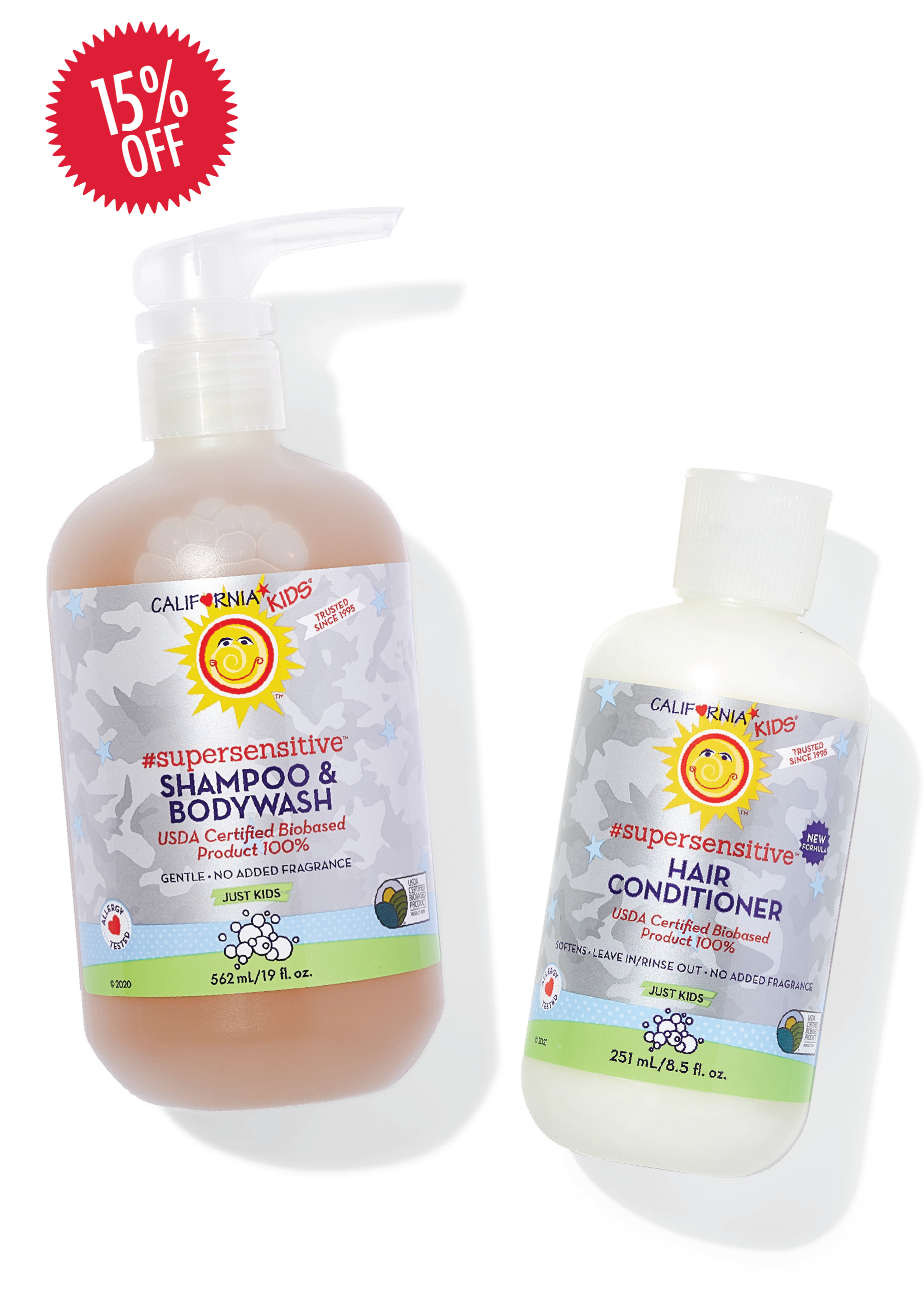 (No Fragrance) Kids #SuperSensitive™ Shampoo + Conditioner Bundle