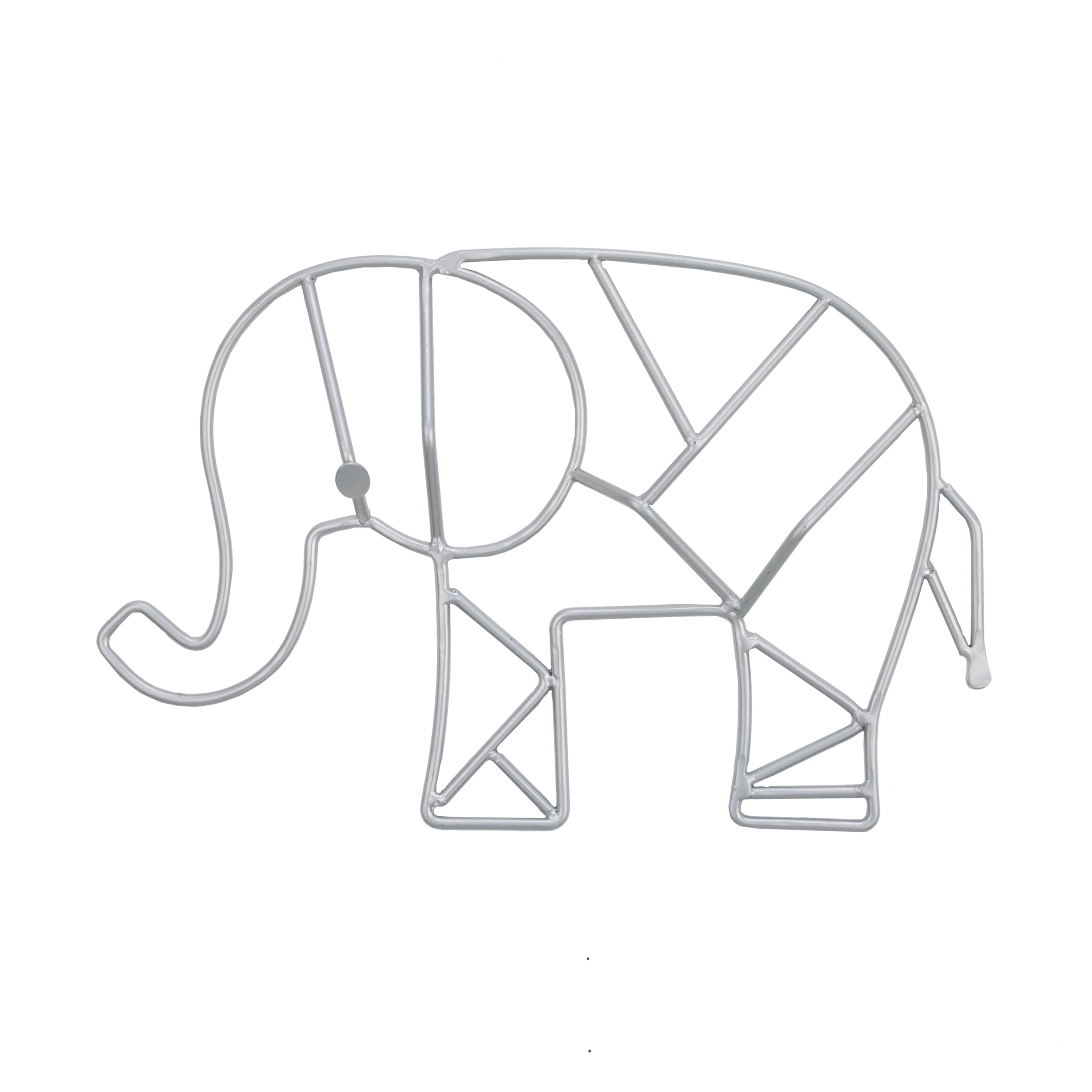 Elephant Shaped Wire Nursery Wall Decor, Grey Finish