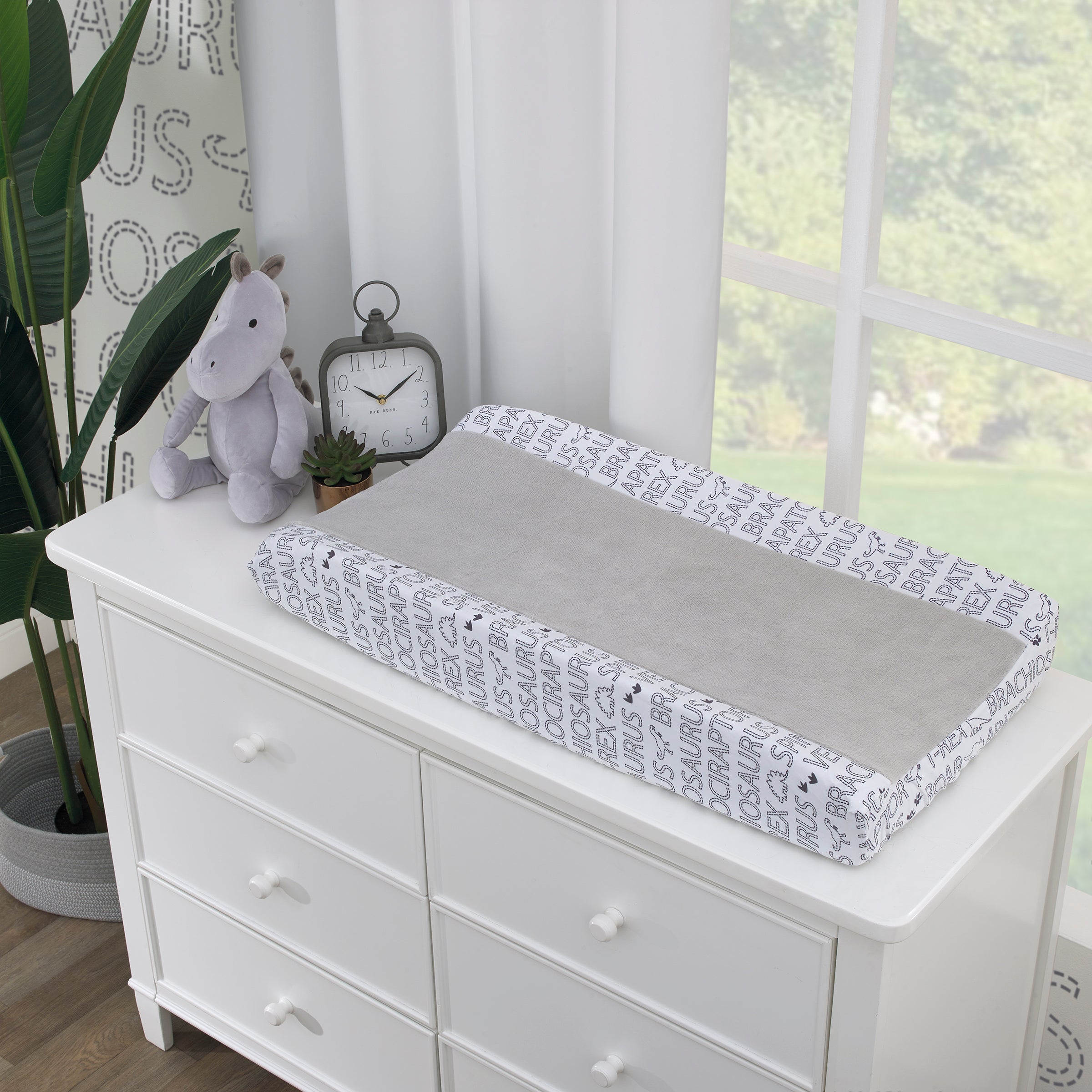 Baby-Saurus Gray and White Super Soft Word Print Changing Pad Cover