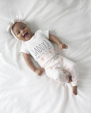 Pastel Pink Hearts on Cream Leggings