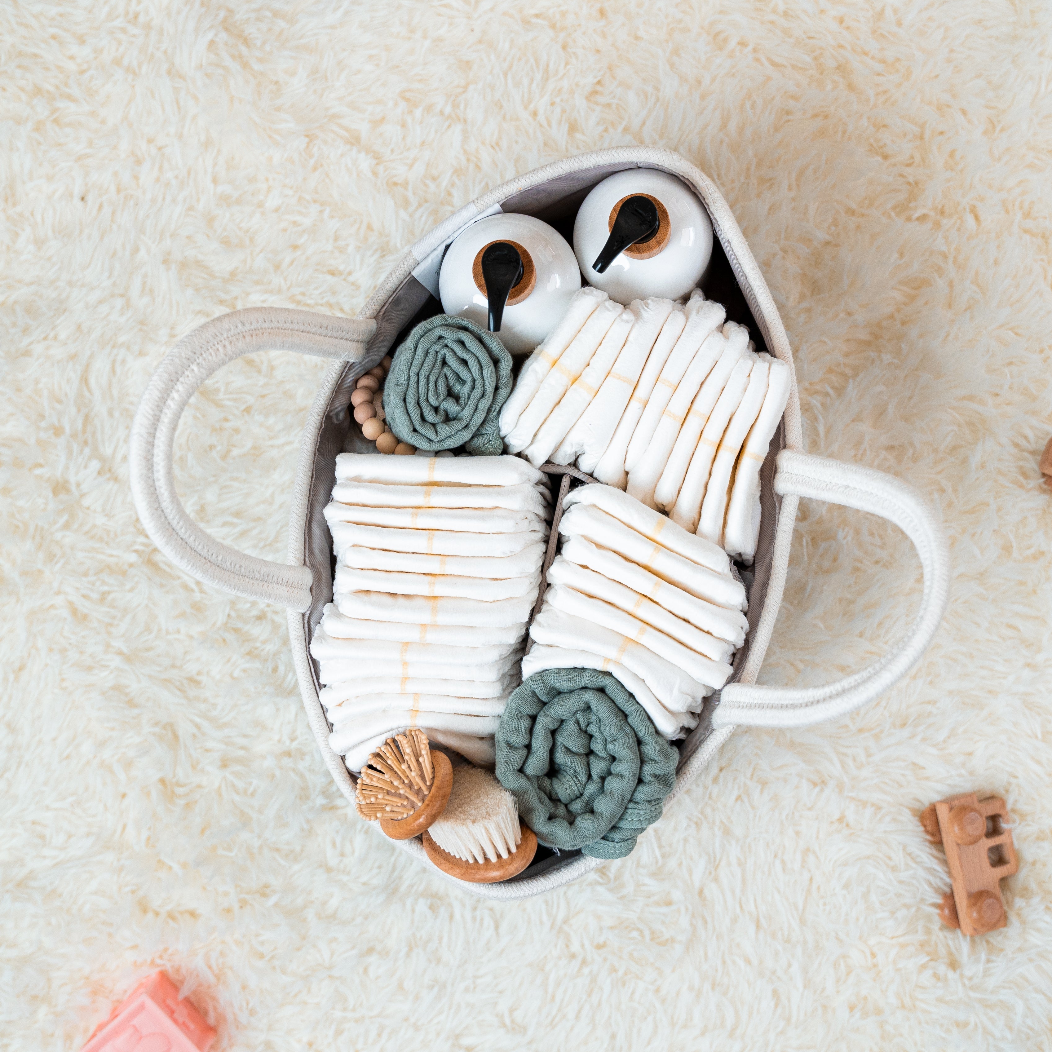 Rope Diaper Caddy in Sage