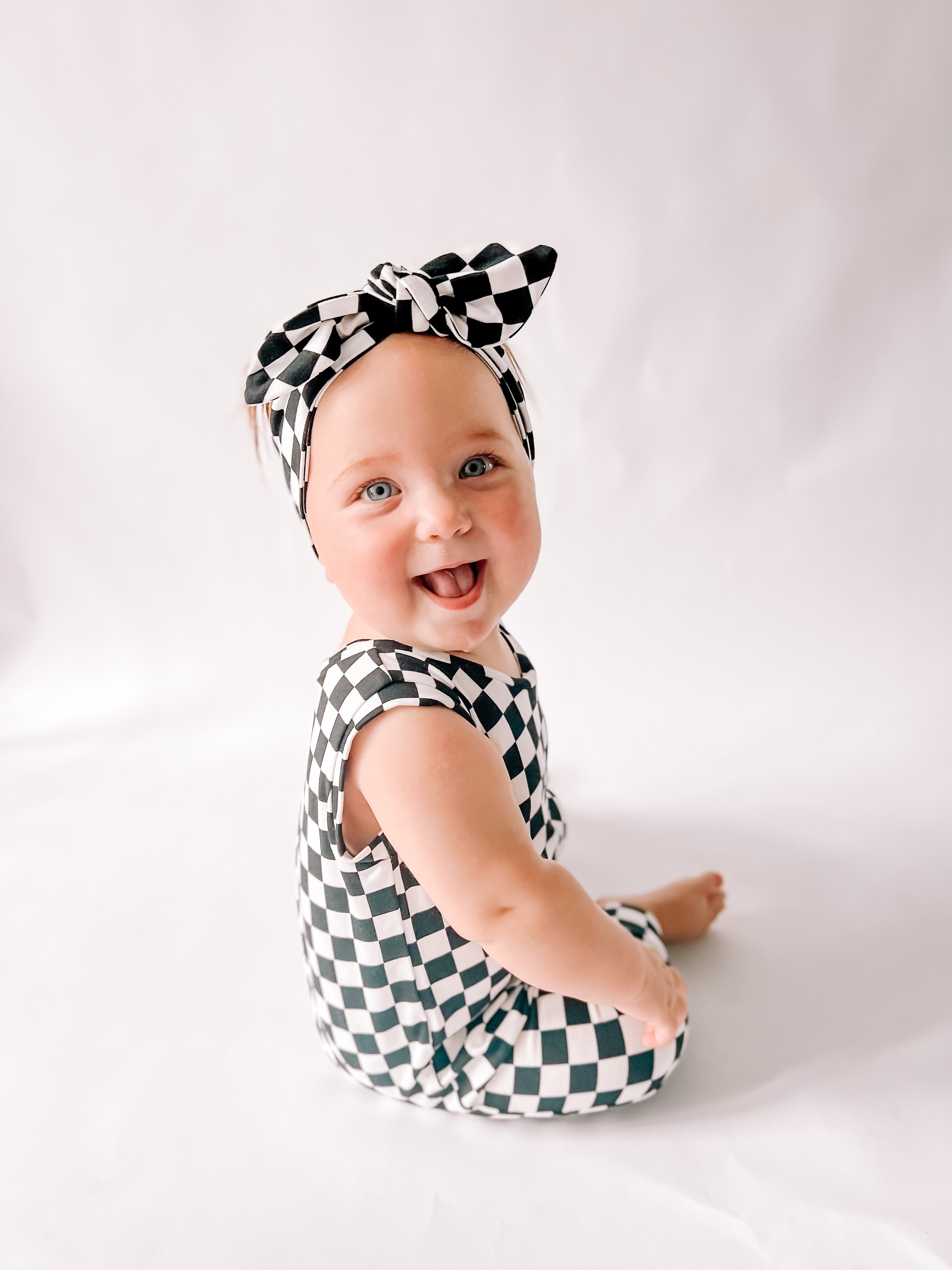 Black Retro Checkered Headbands