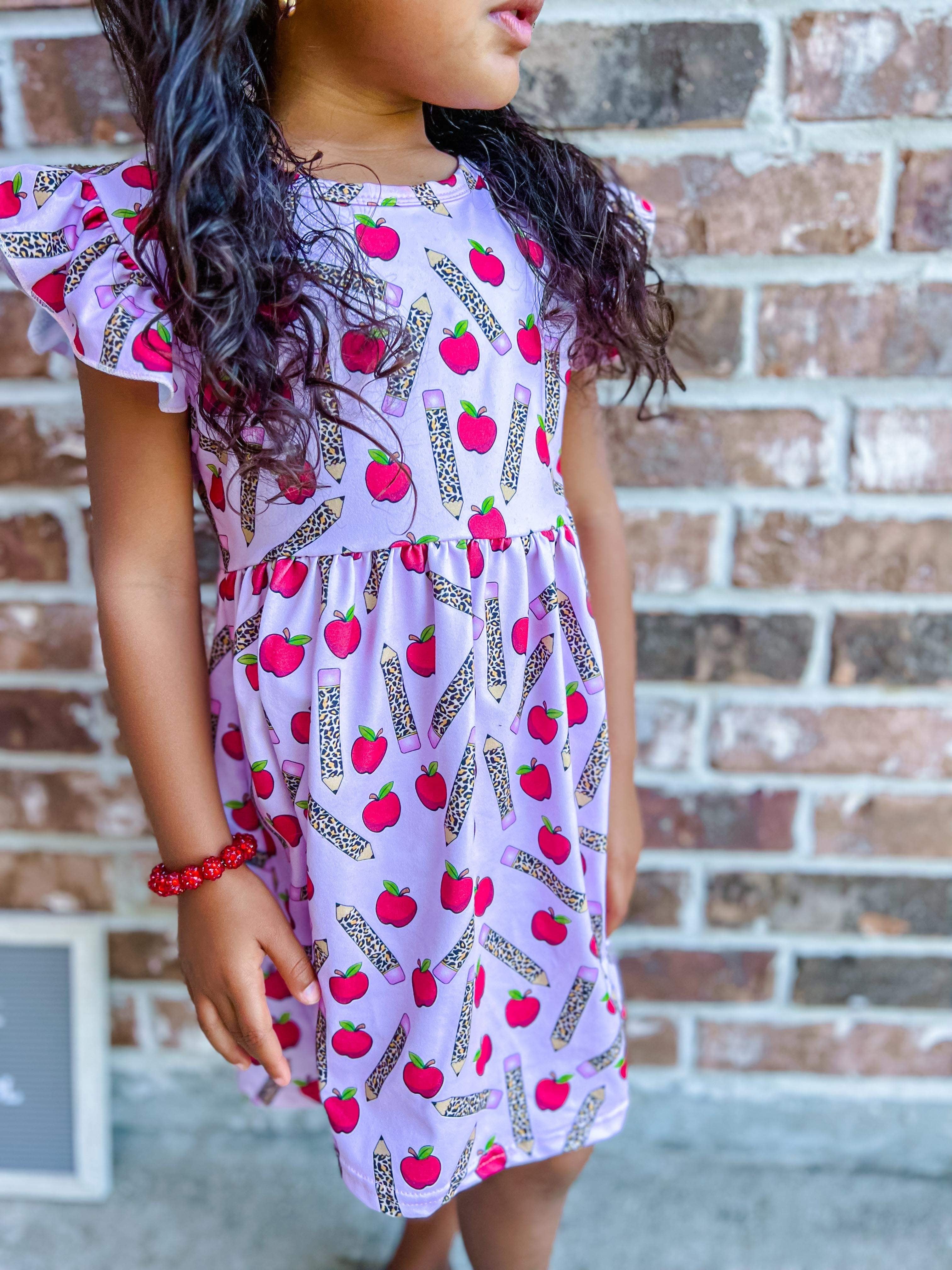 Leopard pencil back to school dress