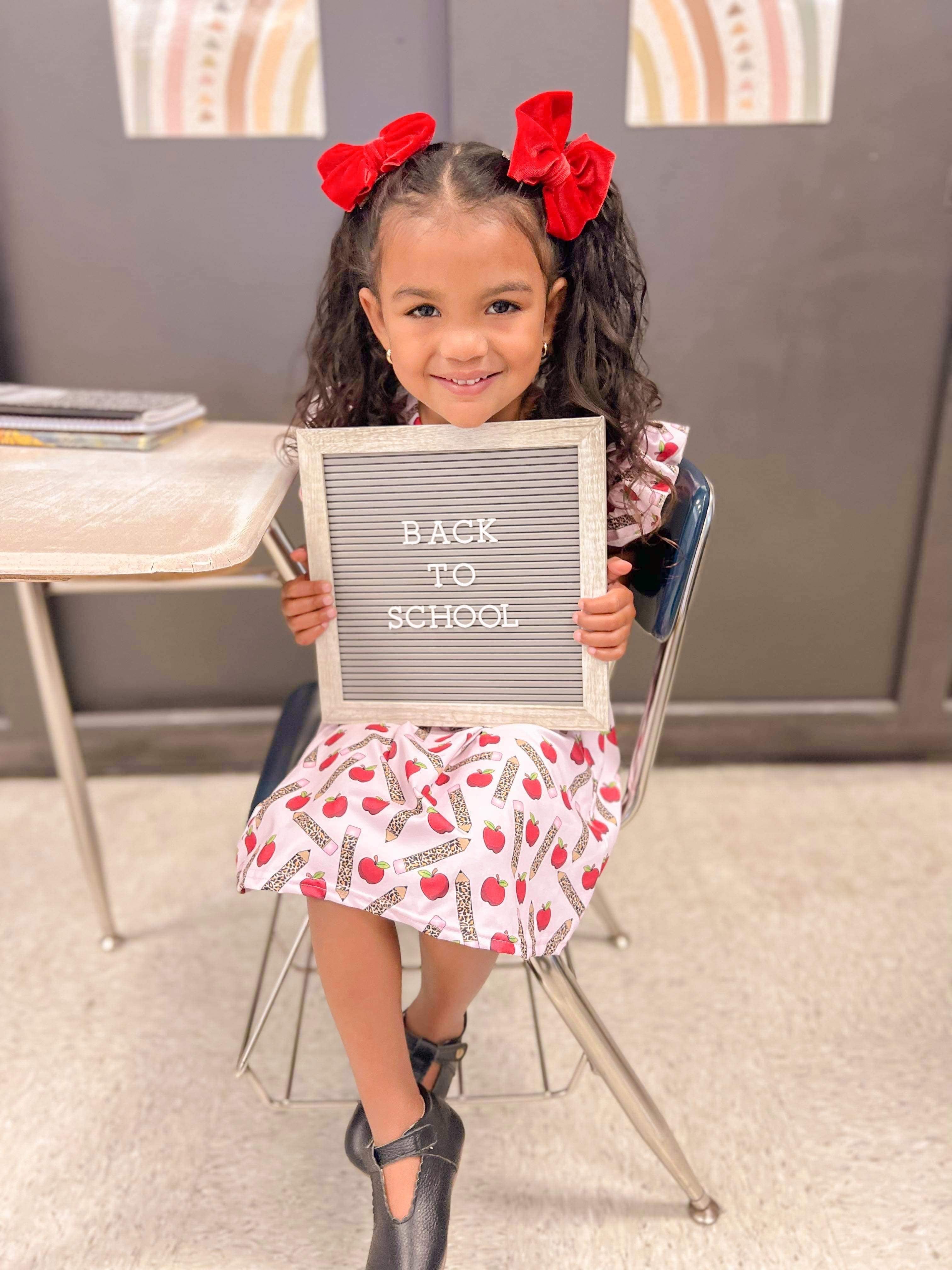 Leopard pencil back to school dress