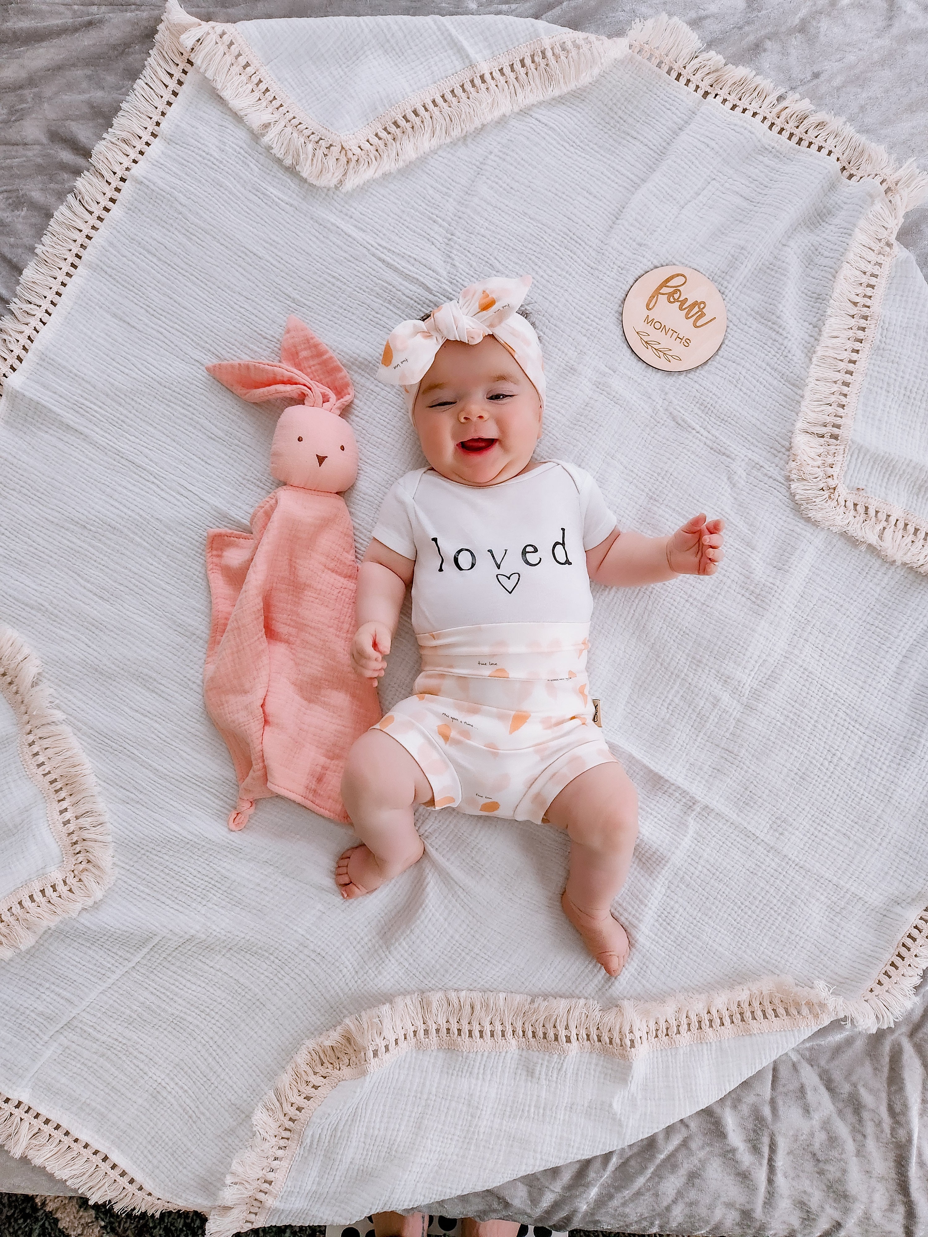 Pastel Pink Hearts on Cream Bummies