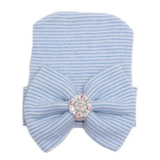 NB blue stripe bow hat