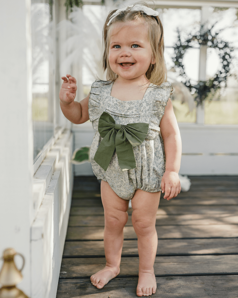Indie Bow Front Bubble Romper - Bleu de Provence