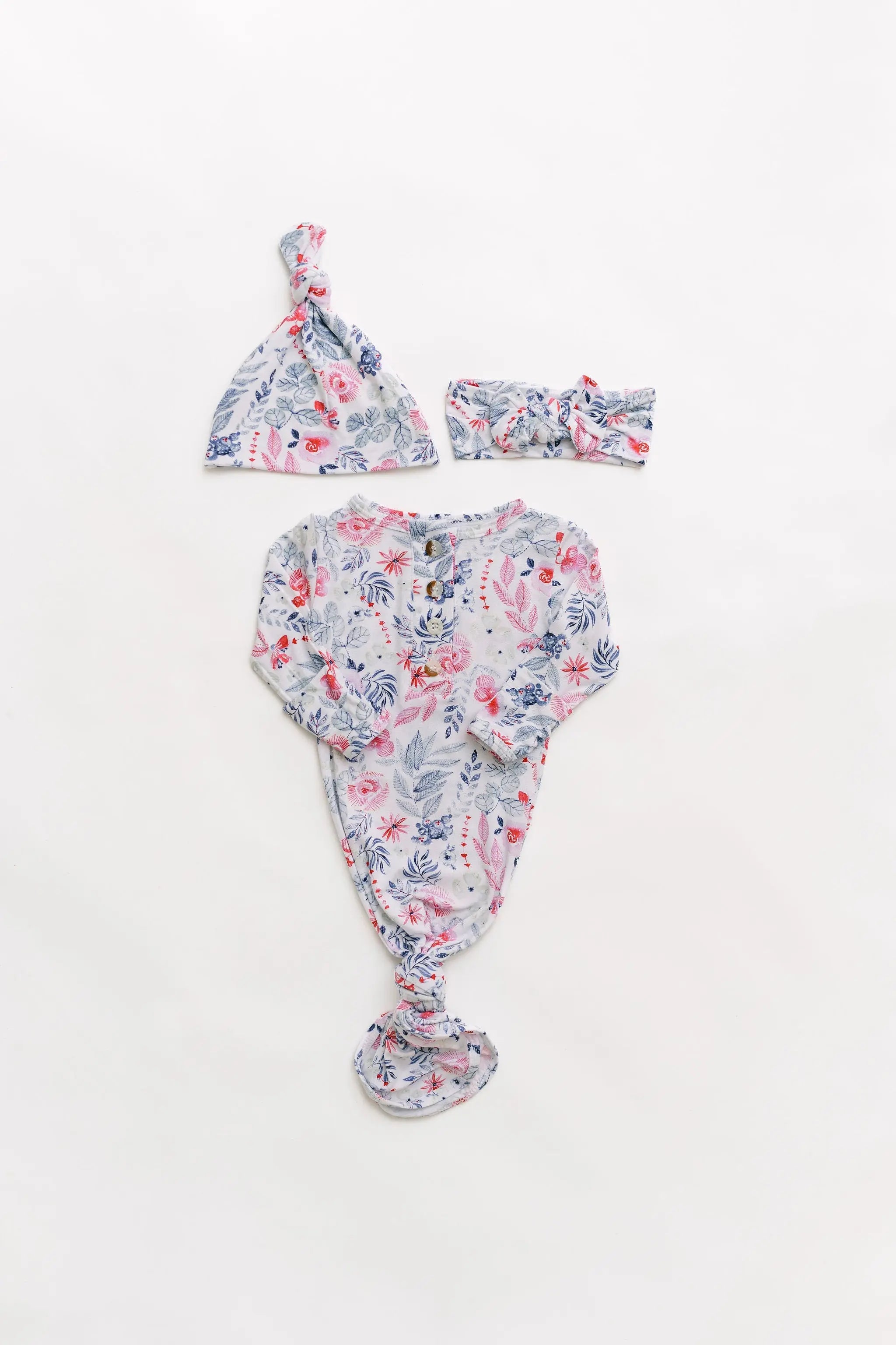 Stroller Society Newborn Gowns and Hat Set with Headband - Bloom