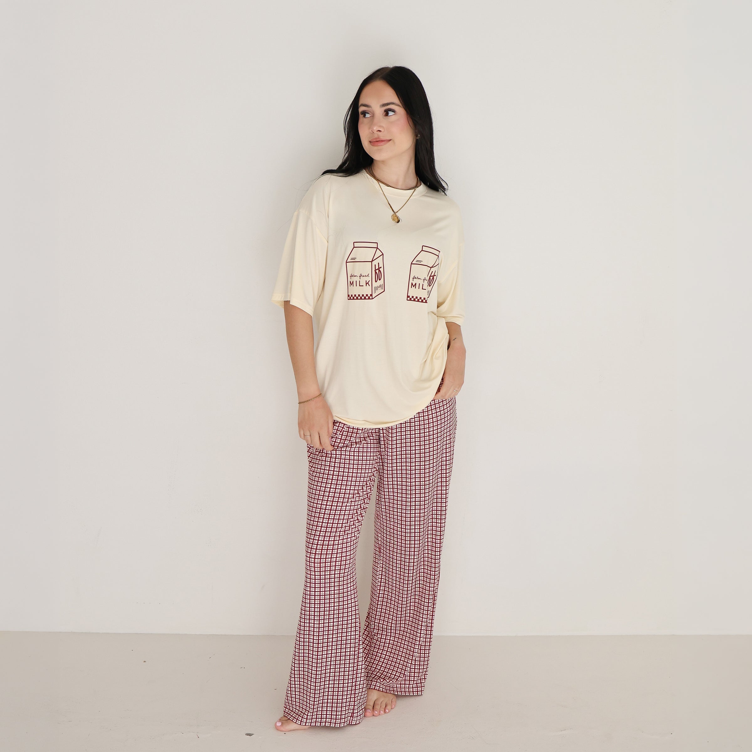 Short Sleeve Women's Bamboo Lounge Set | Milk & Window Pane