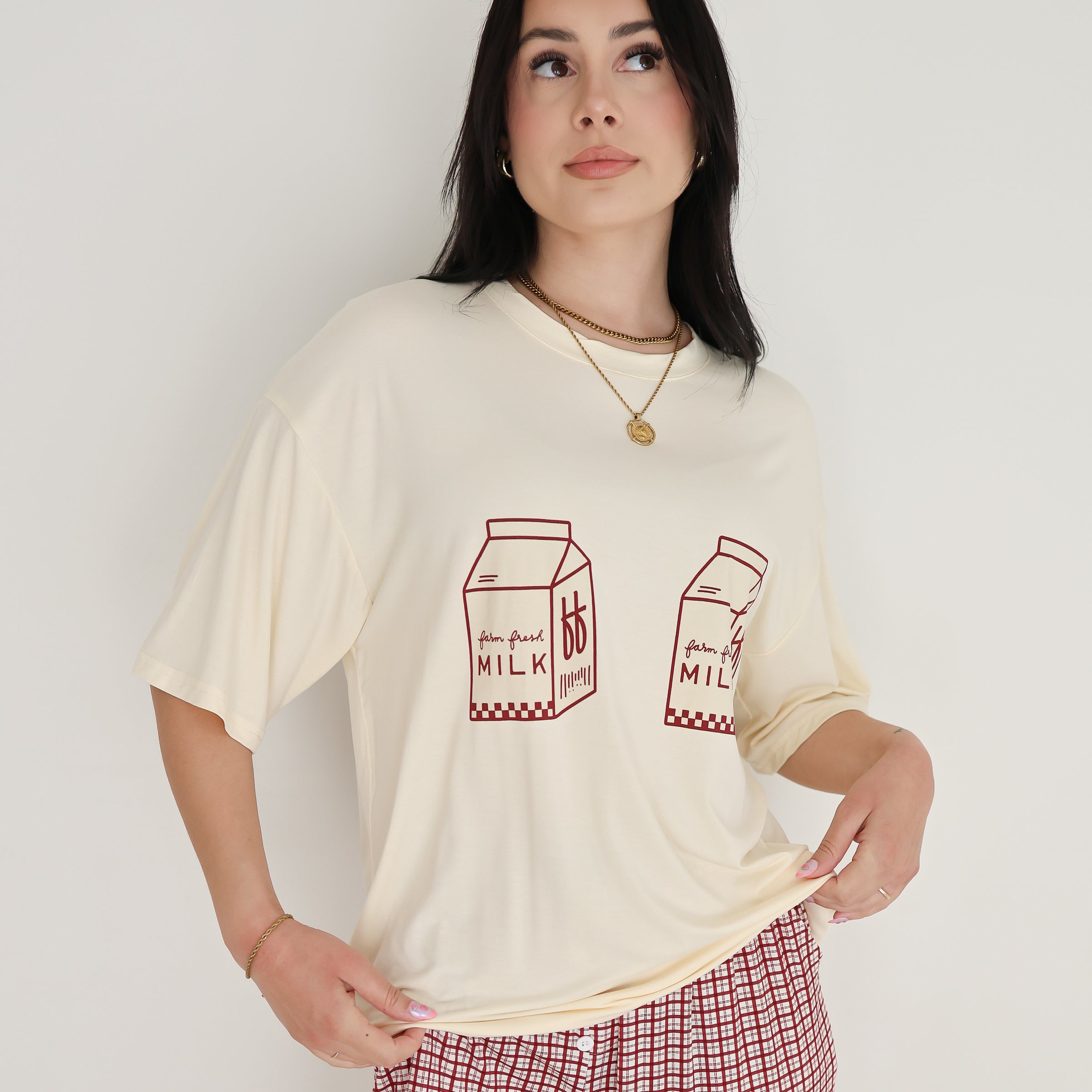 Short Sleeve Women's Bamboo Lounge Set | Milk & Window Pane