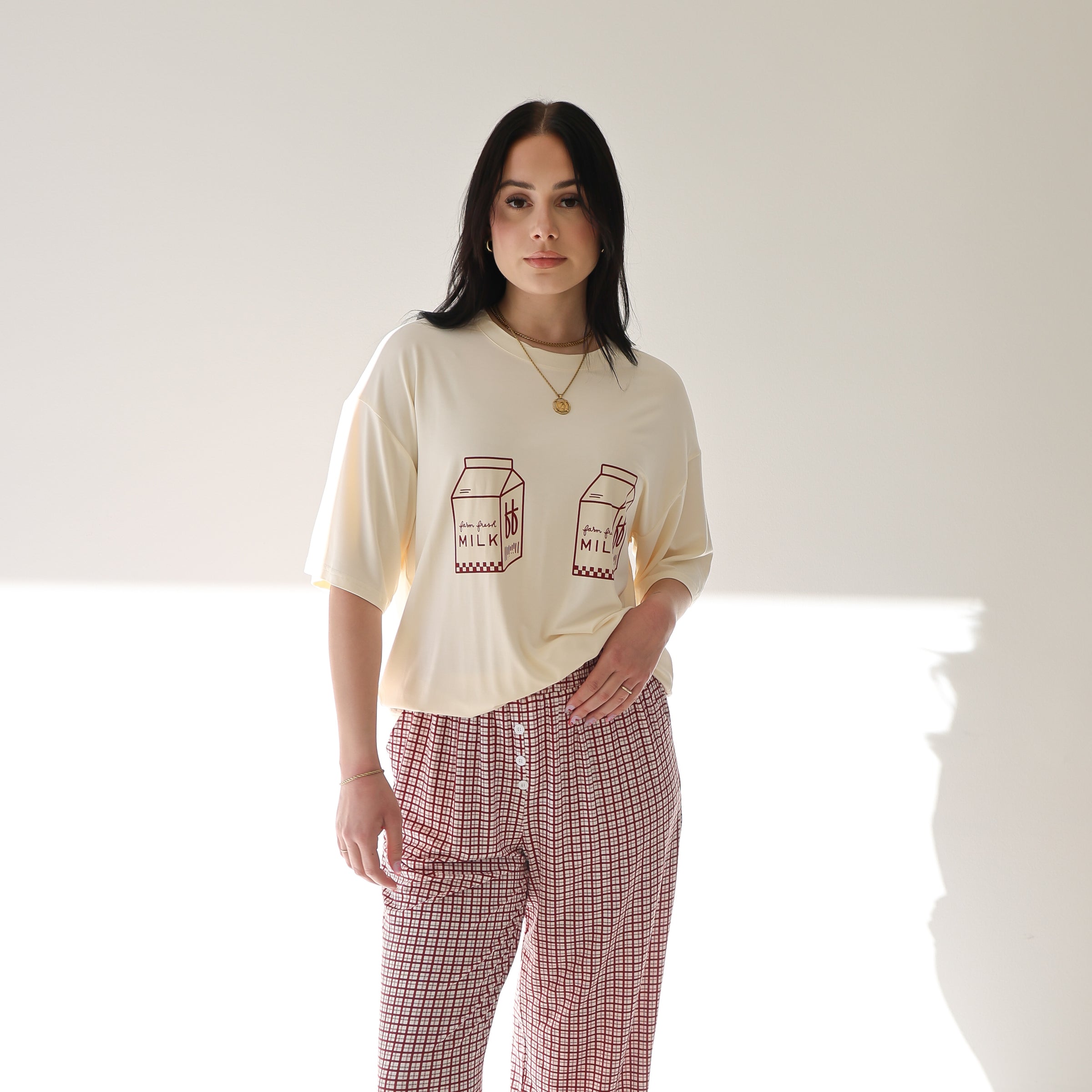 Short Sleeve Women's Bamboo Lounge Set | Milk & Window Pane
