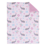 NoJo Sugar Reef Mermaid Pink, Aqua, Gray Super Soft Sherpa Baby Blanket