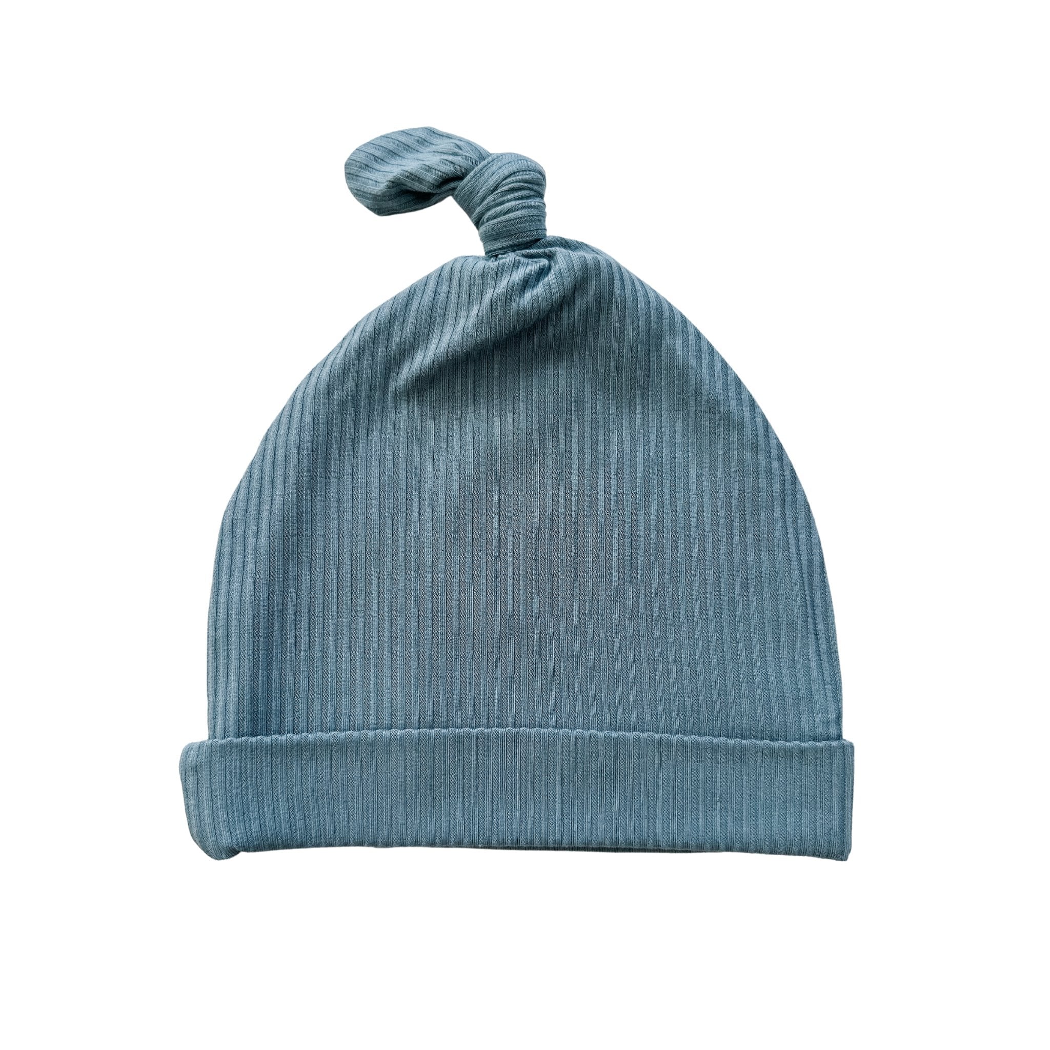 Arona Blue Ribbed Baby Knot Hat
