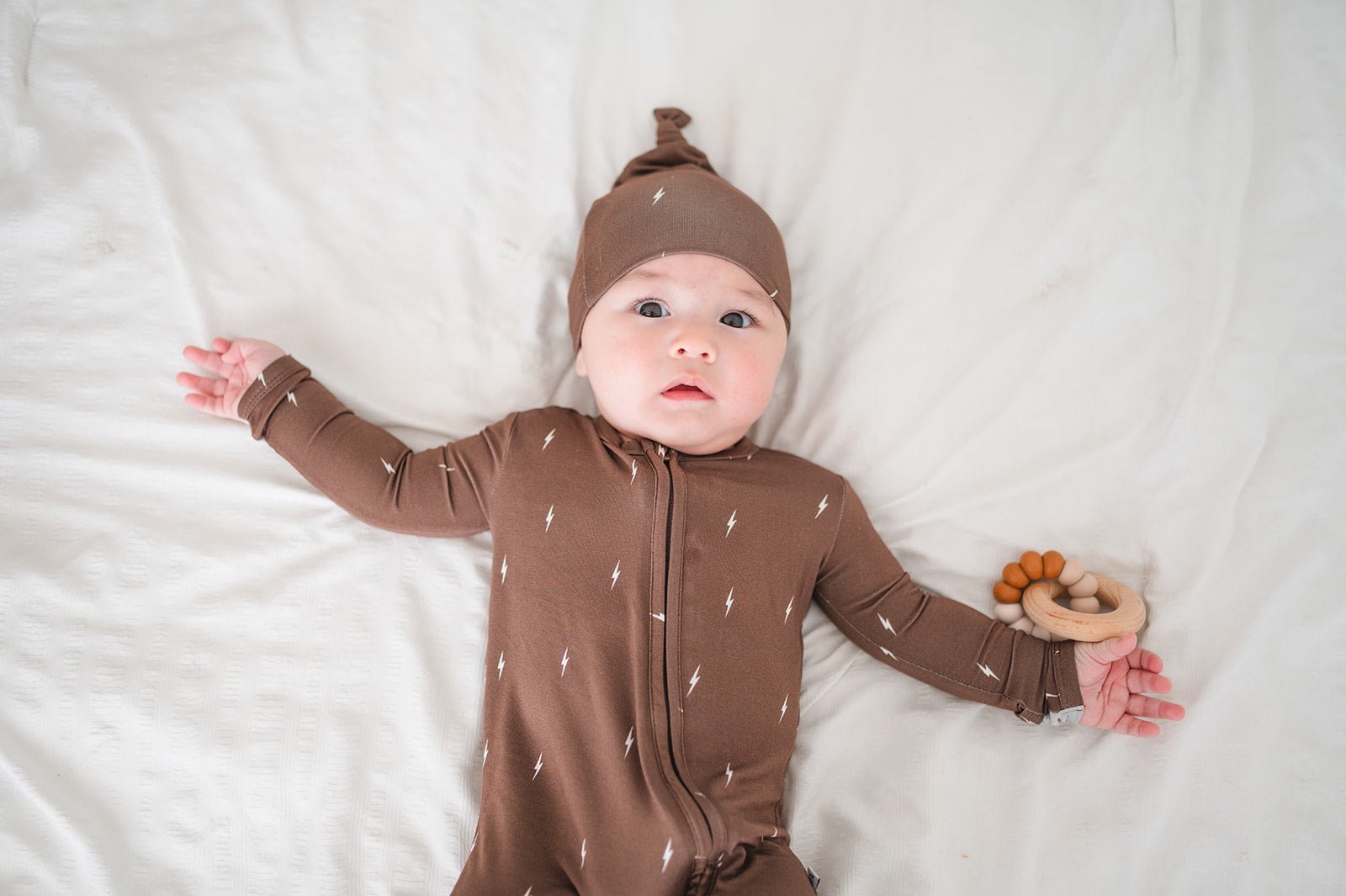 Brown Lightning Bamboo Baby Knot Hat – Newborn (0–3 Months)