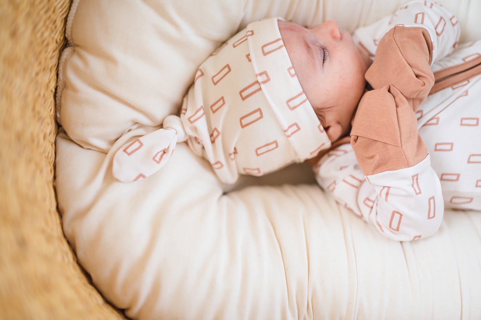 Neutral Rectangle Bamboo Knot Hat | Newborn Baby Hat