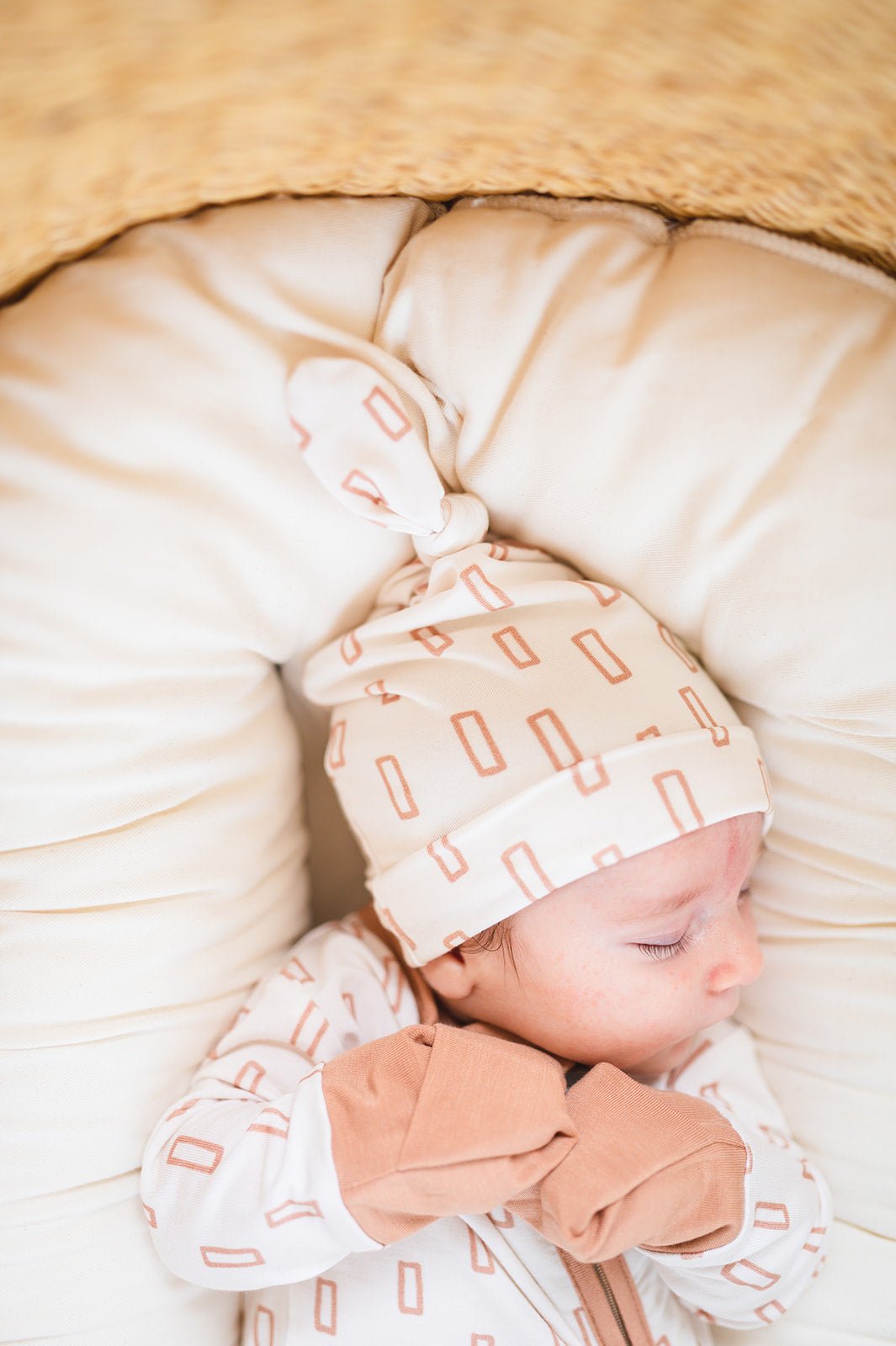 Neutral Rectangle Bamboo Knot Hat | Newborn Baby Hat