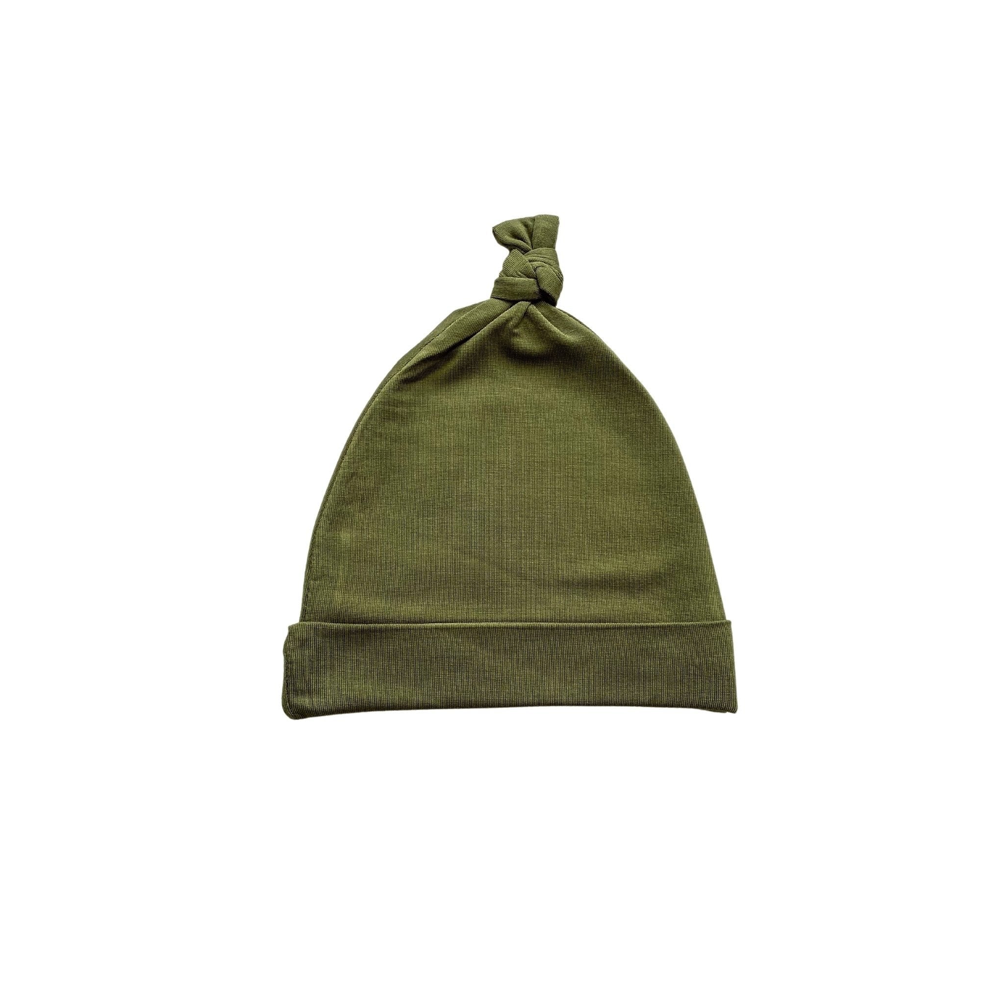 Olive Green Bamboo Baby Knot Hat – Newborn (0–3 Months)