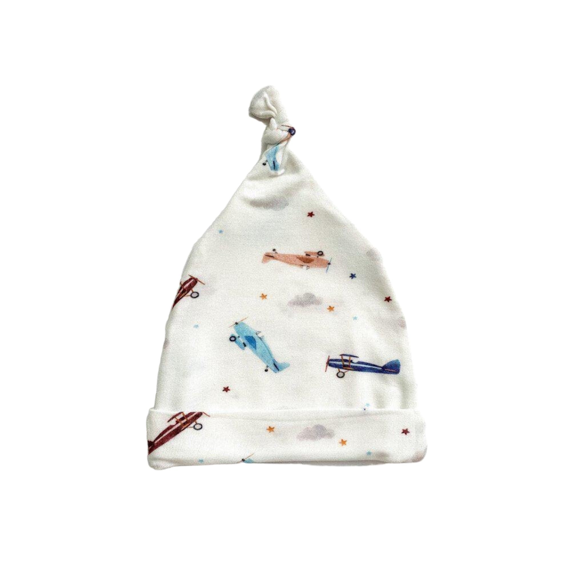 Newborn Knot Hat - Vintage Airplane
