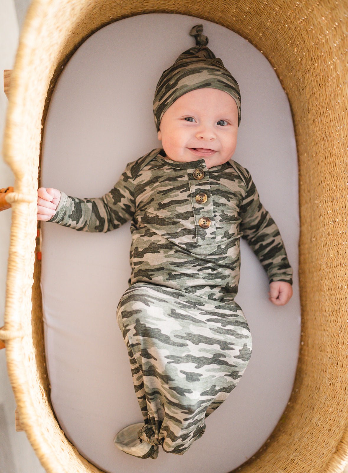 Bamboo Knotted Baby Gown - Camo