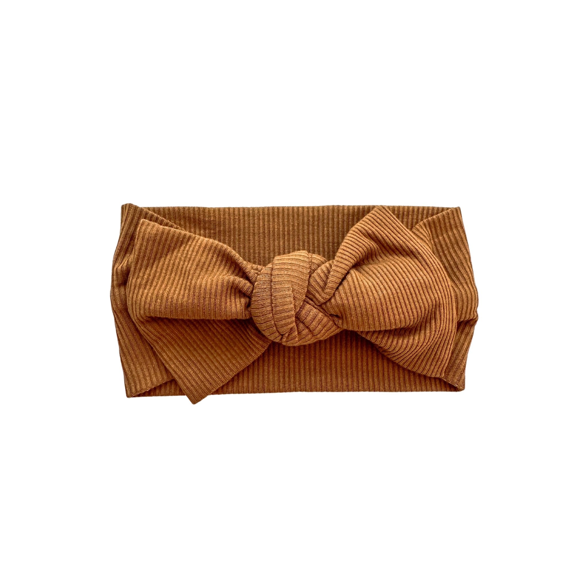 Caramel Ribbed Bamboo Knotted Baby Gown