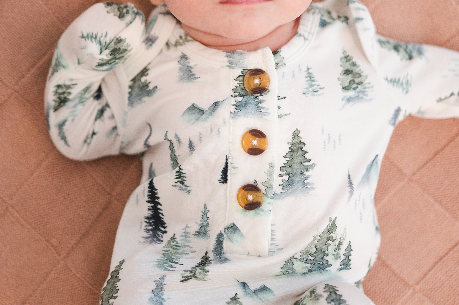 Green Forest Bamboo Knotted Baby Gown