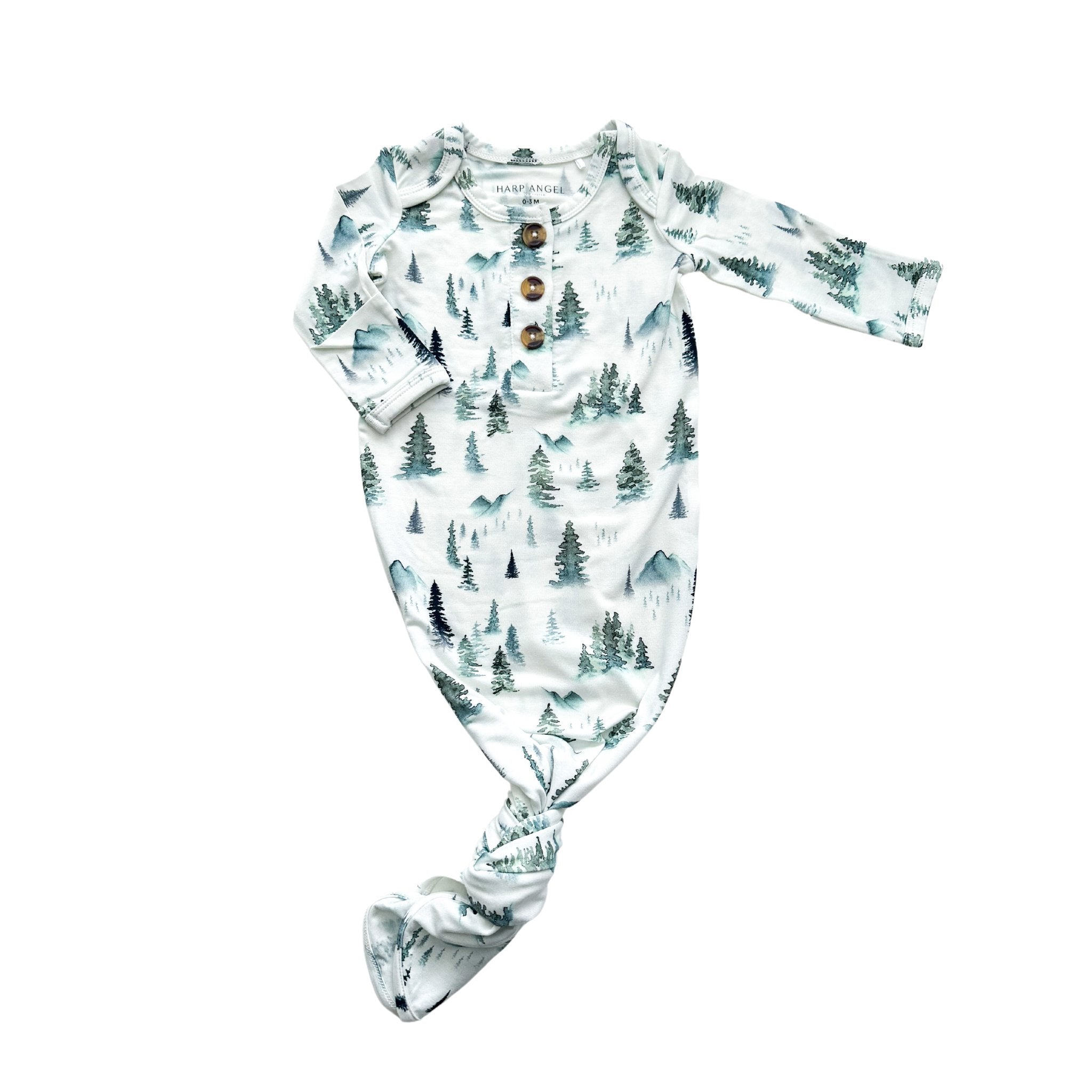 Green Forest Bamboo Knotted Baby Gown